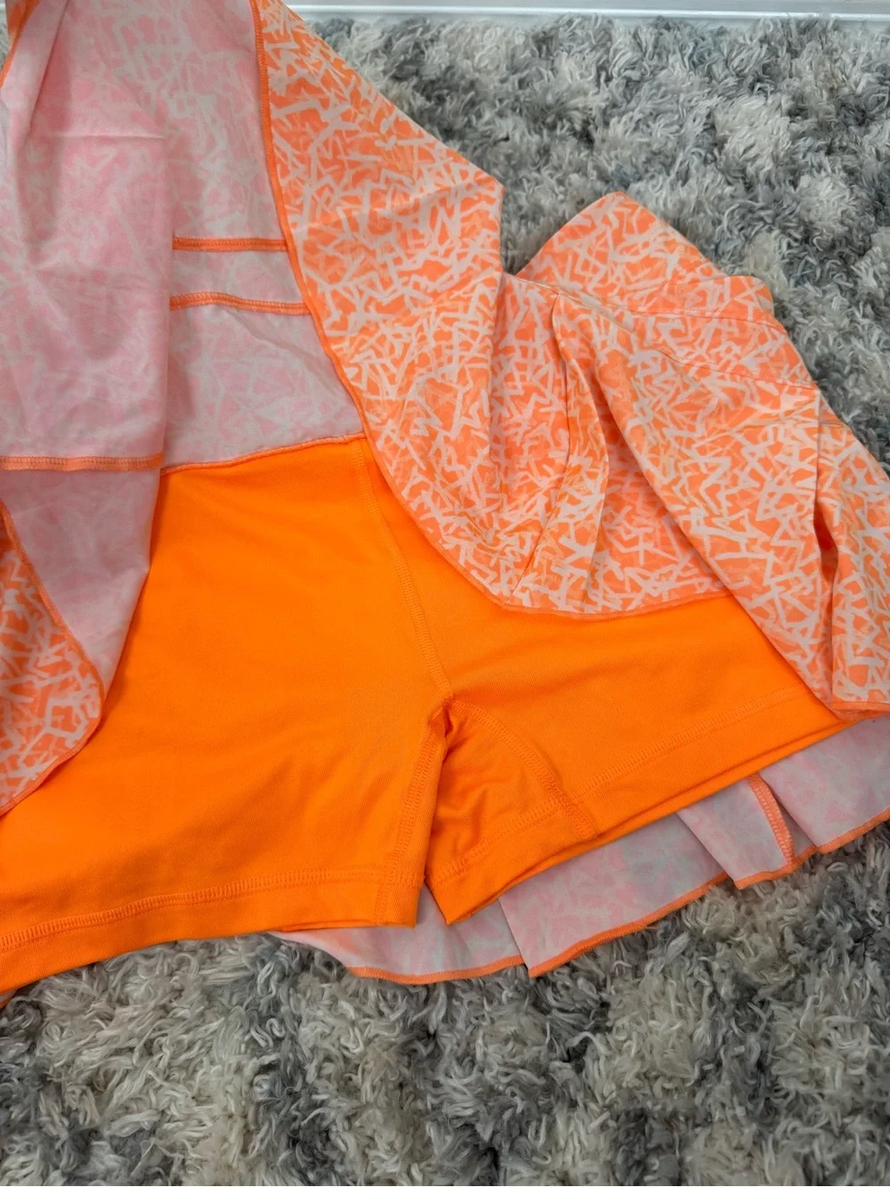 Nike Dri Fit Orange Printed Athletic Mini Skort Skirt Sporty Tennis Pickleball